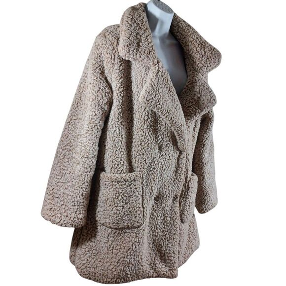 C&C California Womens XL Oatmeal Teddy Coat Longline Sherpa Shacket Cozy Jacket - Picture 3 of 8